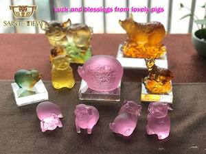 Sculptures en cristal de famille de cochons heureux miniatures, tendance mode polie 2025, décoratives, charmantes, pour la <span class=keywords><strong>Saint</strong></span>-Valentin, cadeau d'art de collection - Product Image 6