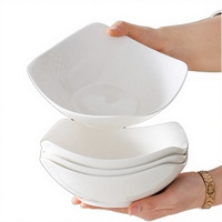 Nouvelle collection 2025 : Assiette creuse moderne en céramique jetable, style carré simple, blanc pur, pour soupe – Création originale