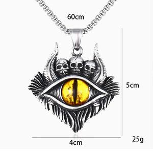 Collana Vintage in acciaio al titanio occhi di demone al cielo occhi malvagi uomini creativi Punk catena gioielli a catena - Product Image 4