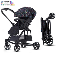Poussette Bébé High View avec Nacelle Inclinable 3 Positions, Support Dorsal en PP, Absorption des Chocs, Repose-Pieds Réglable et Capote