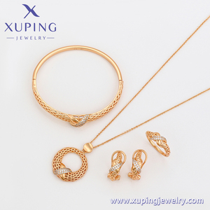 A00909365 Bijoux Xuping Collier classique en <span class=keywords><strong>maille</strong></span> texturée avec diamants américains, couleur <span class=keywords><strong>or</strong></span> 18 carats, ensembles de bijoux - Product Image 6