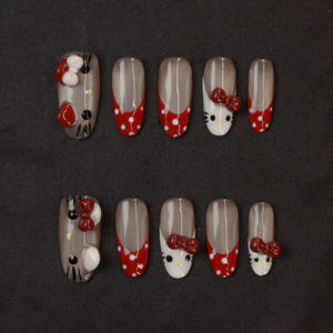 Kits de nail art à presser faits à la main, forme amande courte française, motifs animaux de dessin animé, 10 <span class=keywords><strong>faux</strong></span> <span class=keywords><strong>ongles</strong></span> faciles à poser, design réaliste pour le DIY - Product Image 1