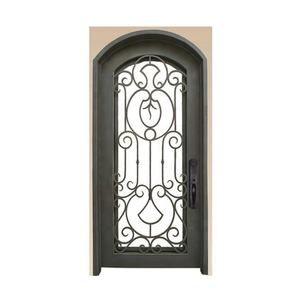 Nuevo barato moderno Simple individual doble ventana puerta arco superior seguridad entrada principal puerta de hierro forjado rotura térmica - Product Image 5