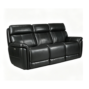Moderno Juego de Sofás Reclinables Eléctricos de Piel Sintética, 3 Piezas, Estructura Metálica, Muebles de Sala de Estar, Estilo Contemporáneo, Negro - Product Image 4