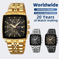 Reloj de Cuarzo Analógico Moderno y Elegante para Hombre SKMEI 2434, Caja de Aleación de Zinc Cuadrada, Correa de Acero Inoxidable, Esfera de 40 mm, Resistente al Agua 3BAR