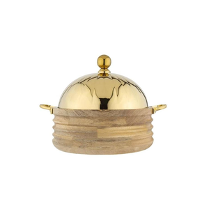 หม้อปรุงอาหารพร้อมฝาทำจากไม้และฝาสแตนเลสสตีลภาชนะที่ออกแบบมาอย่างดีสำหรับใช้ในอาหาร - Product Image 1