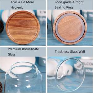 Wadah Penyimpanan Makanan Dapur Acacia, Stoples Kue, Stoples Pantry, Kaca Transparan 1-2L, Mulut Lebar Besar, Tutup Kayu - Product Image 3