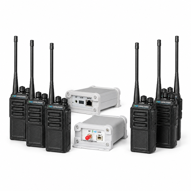 CAMELRADIO R1_ad_s Portable 2PCS DMR Repeater Walkie Talkie Kit with 6 PCS Handheld Radios 10W 16 Channels 2500-3000mAh Battery