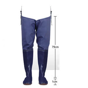 Bottes en PVC bleues pour hommes et femmes, bottes de pêche et de travail en eau à semelle souple mi-haute pour la plantation du riz et les travaux agricoles - Product Image 6