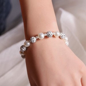 Shiny Full Diamond Pearl Beaded <strong>Bracelet</strong>, Trendy Drill Bead Design, High Texture Elegant Wrist Ornaments for Daily Wear - Product Image 1