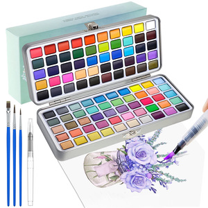 XinyiArt pieghevole artisti professionisti viaggio solido acquerello Set di colori 100 arte pigmento torta <span class=keywords><strong>con</strong></span> pennello ad acqua matita - Product Image 1