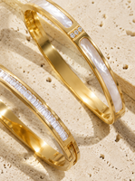 Edelstahl 18K Vergoldet Wasserdichtes Hypoallergenes CZ Stapelbares Armreif-Armband für Damen Modeschmuck Großhandel