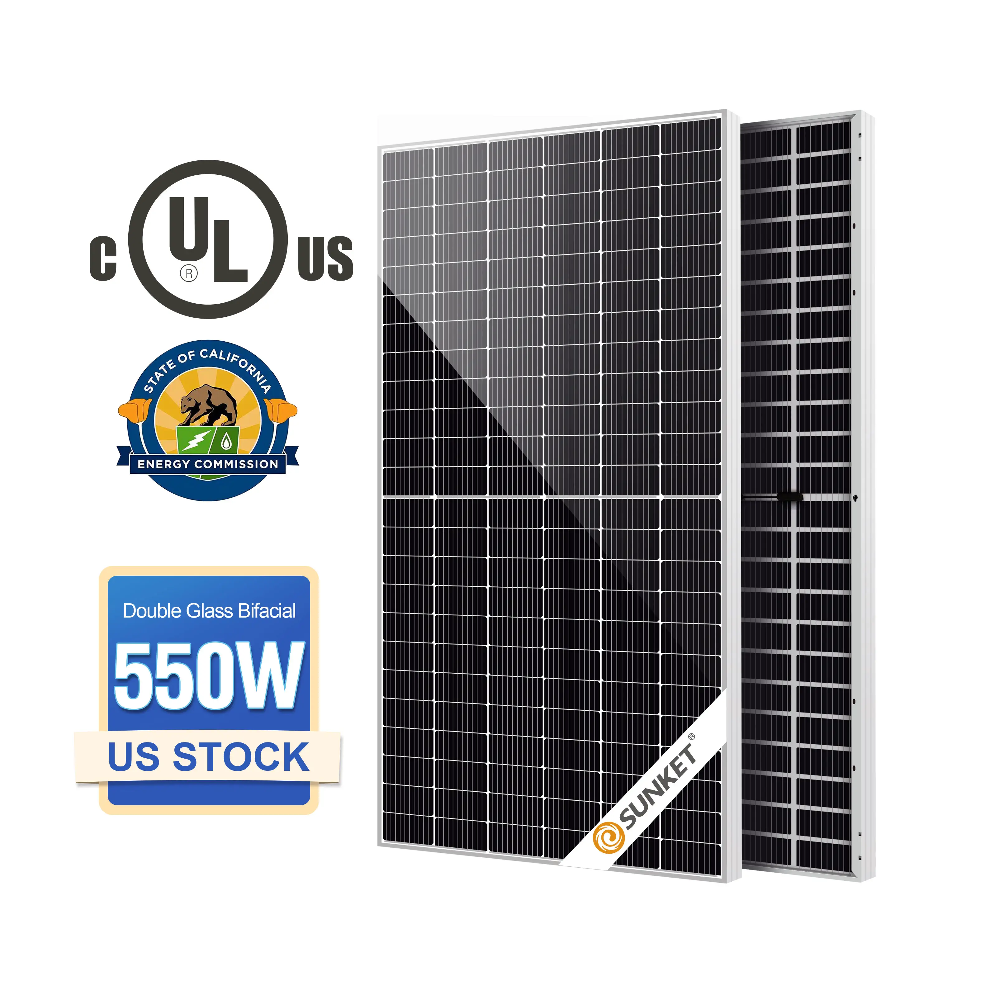 UL USA 550w 560w 182mm monocrystalline 500 watt Solar Energy Paneles Solares 450W 500w Precios Transparent Solar Panels