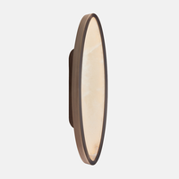Applique Murale LED Ovale en Laiton, Style Nordique Moderne Minimaliste, en Albâtre Espagnol, pour Villa, Salle de Bain, Hall d'Hôtel, Luminaire d'Intérieur