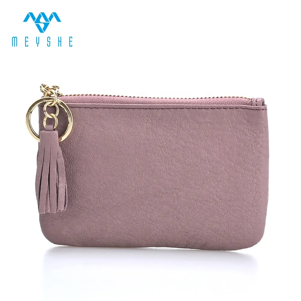 Hot sale high quality pink genuine leather korean embroidered coin purse bag