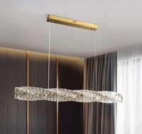 Postmoderne haut de gamme or cristal pendentif lumière Simple île cuisine Bar lampe de Table longue bande luxe salle à manger tailles moyennes