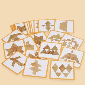 Juguete de Viaje para Niños Pequeños, Rompecabezas Tangram de Madera de Haya para Educación Temprana, Aprendizaje Preescolar de Geometría - Product Image 4