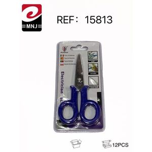 Electrician Scissors Blue Handle 12Pcs Pack For Wire Cutting And Stripping - Product Image 3