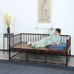 Zhuqige Ming-style Luohan Bed Sofa Bed Combination Red Bamboo Small Kang Table Set Chinese Style Convertible Living Room - Product Image 3