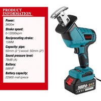 Scie alternative électrique sans fil sans brosse scie électrique outil de coupe de bois en métal à vitesse Variable pour batterie Makita 18V