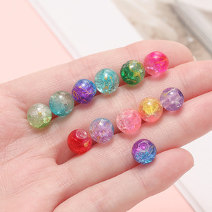 Perles de verre craquelées dorées éclatantes de 8 mm, perles dispersées pour la fabrication de bracelets DIY, fournitures de bijouterie artisanale - Product Image 3