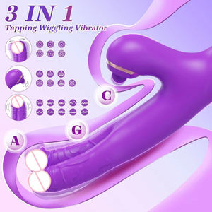 Dubbele kop konijn G-spot vibrator met clitorale flapperende stimulator Dubbele stimulatie Siliconen waterdicht seksspeeltjes voor volwassenen voor vrouwen - Product Image 2