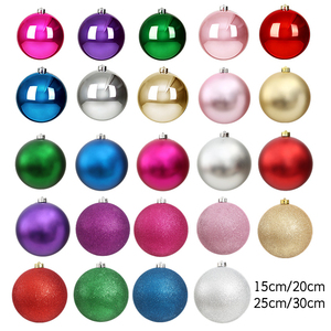 Handmade 15/20/25/30CM Mirror/Matte/Glitter Shatterproof Plastic <b>Balls</b> Christmas Ornaments for Shopping Mall Decorative Tree - Product Image 1