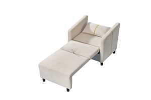 Sofá Individual de Tela Blanca con Relleno de Esponja, Diseño Tradicional para Sala de Estar, Duradero, Ecológico y Cómodo - Product Image 4