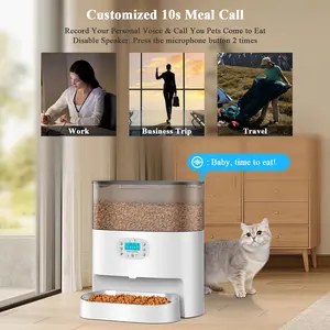 6L Large Capacity Automatic Pet Feeder Timing Quantitative Dual Power Supply Pet Feeder Kitty Puppy Food Dispenser