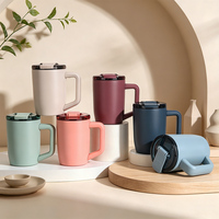 Tazas de Café Portátiles Ecológicas, Taza de Agua de Acero Inoxidable con Logotipo Personalizado Impreso, con Tapa Hermética y Asa para Oficina, Hogar y Escritorio