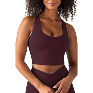 Sujetador deportivo de nailon y elastano de alto brillo FH Premium, top de yoga ultra lujoso elástico en 4 direcciones, chaleco de gimnasio con logo personalizado y sensación de segunda piel - Product Image 1