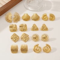 Boucles d'oreilles clous fantaisie en acier inoxydable 304 plaqué or, motif floral, soleil, étoile, nœud, bijoux de mode