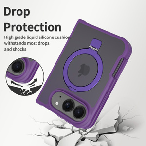 Étui pour <span class=keywords><strong>iPhone</strong></span> 18 Fold de qualité supérieure, couleur violette, toucher doux, avec 120 [unités/points/téléphones] °   Support de téléphone portable magnétique antichoc personnalisé avec anneau de support - Product Image 2