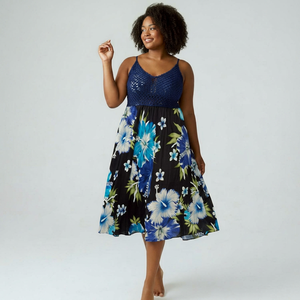 Women's Halter Neck Floral Print Knee-Length A-Line <b>Loose</b> Rayon Natural Waist Bohemian Casual Eco-Friendly Breathable <b>Dress</b> - Product Image 1