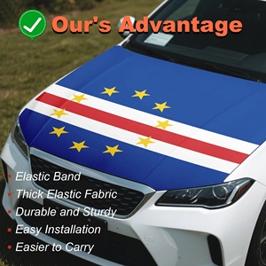 Bandera para Capó de Coche de <span class=keywords><strong>Cabo</strong></span> <span class=keywords><strong>Verde</strong></span> Personalizada al por Mayor, 130x150 cm, con Cordón Elástico, Protección UV, Perfecta para Coches Medianos - Product Image 5
