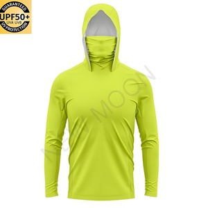 เสื้อตกปลาผู้ชายแบบแห้งเร็ว ระบายอากาศได้ดี ป้องกันรังสียูวี UPF 50+  แบบสั่งทำพิเศษ สีพื้น มีฮู้ด - Product Image 4