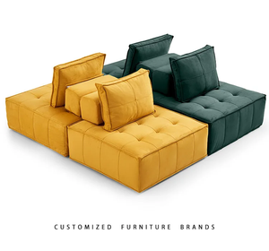 Achat à l'étranger : Canapé une place carré rembourré en tissu Teddy orange artisanal pour petit appartement, villa et centre commercial - Product Image 5