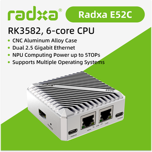 Radxa E52C, ซีพียู 6 คอร์, อีเธอร์เน็ต 2.5 กิกะบิตคู่, เคสอะลูมิเนียมอัลลอยด์ CNC, NPU 5TOPs - Product Image 6