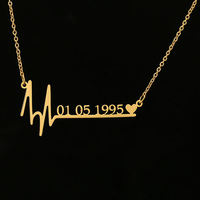 Collier pendentif en argent Sterling 925 avec battement de cœur, personnalisé, personnalisé, Date de naissance, numéro, ras du cou en argent avec bijoux en forme de cœur