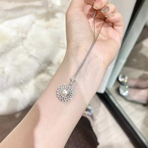 Collier en argent sterling S925, automne-hiver, princesse, exquis, pendentif en forme de cloche de Noël, nœud, charmant, collier en perles douces pour - Product Image 5