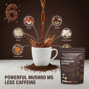 6 hongos en polvo Lions Mane Cordyceps cola de pavo Reishi mezcla Arabica hongo instantáneo café grado alimenticio corteza salvaje 1kg - Product Image 3