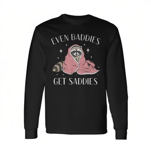 Incluso los malos se sienten tristes: camiseta de manga larga con diseño de mapache y salud mental - Product Image 2