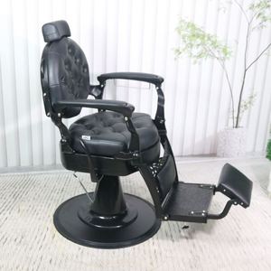 2026 Wholesale Price Luxury Aluminum Frame Vintage Gold Hair Salon Furniture Barber <b>Chair</b> <b>for</b> Men - Product Image 4