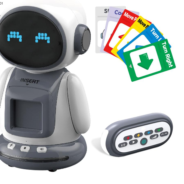 Ai Desktop Robot Educational Toy Rechargeable Light Music Programable Intelligence Children Flash Card Robot