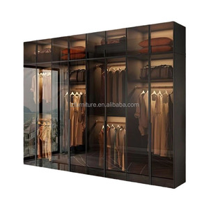 Custom Cloakroom Furniture <b>Clothes</b> <b>Storage</b> Cabinet Walk-In Closet Black Wardrobe Cabinet Wardrobe with Glass Door - Product Image 3