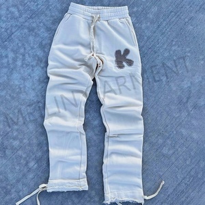Custom <b>Zip</b> <b>up</b> Hoodie and Jogger Pants Set Cotton French Terry Distress Embroidery Logo <b>Cropped</b> Sweatsuit Set Tracksuit for Women - Product Image 5