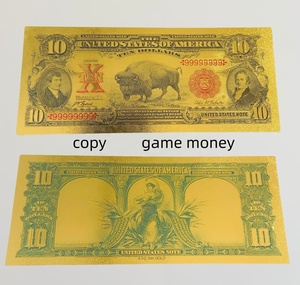 Banconota Commemorativa da Collezione del 1901 da 10 Dollari USA, Valuta Prop Placcata in Oro 24K, Banconota da 100 Dollari con Foglia d'Oro - Product Image 1