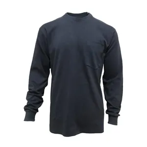 T-shirt à manches longues et col ras du cou 7OZ 100% coton chemise résistante aux flammes en tissus FR Interlock