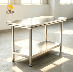 เคาน์เตอร์ทำ<span class=keywords><strong>งาน</strong></span><span class=keywords><strong>ส</strong></span><span class=keywords><strong>แตน</strong></span><span class=keywords><strong>เล</strong></span><span class=keywords><strong>ส</strong></span>แบบหนา 2 ชั้น พร้อมชั้นวางด้านล่างเต็มความยาว ขาปรับระดับได้ - Product Image 3