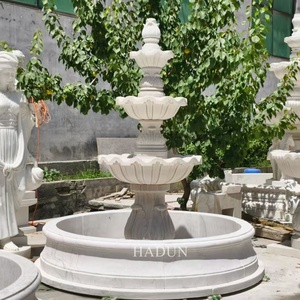 Fontaine d'eau <span class=keywords><strong>en</strong></span> marbre blanc naturel <span class=keywords><strong>de</strong></span> grande taille pour <span class=keywords><strong>jardin</strong></span> classique, à trois niveaux - Product Image 5